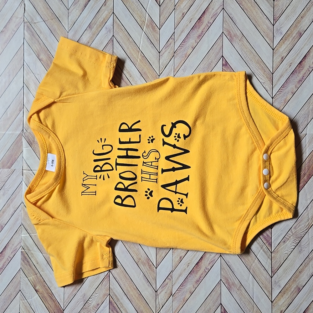 My Big Brother Has Paws Baby Onesie Funny Puppy Pet Lover Baby Shower Gift 6-9M